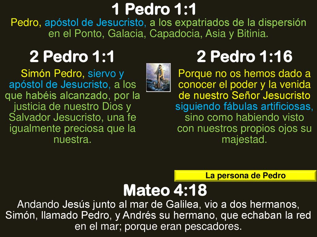 1 Pedro 1:1 2 Pedro 1:1 2 Pedro 1:16 Mateo 4:18