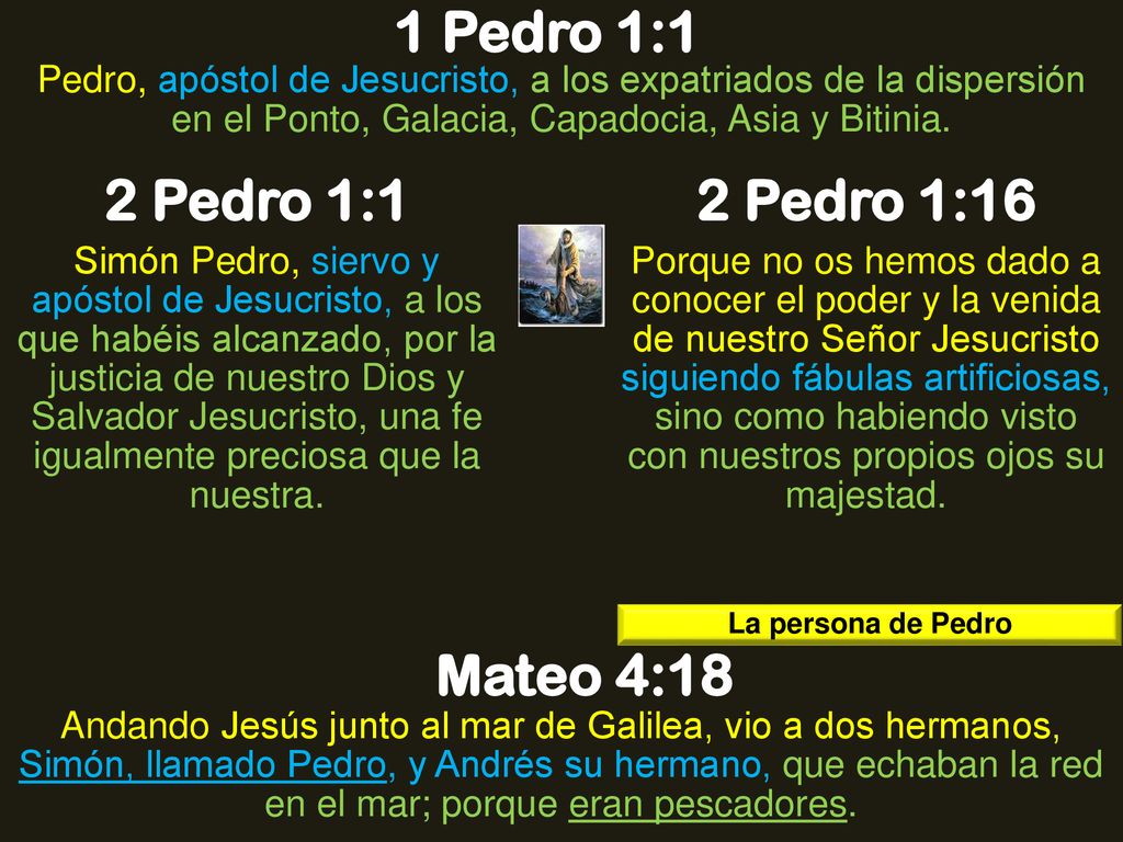 1 Pedro 1:1 2 Pedro 1:1 2 Pedro 1:16 Mateo 4:18