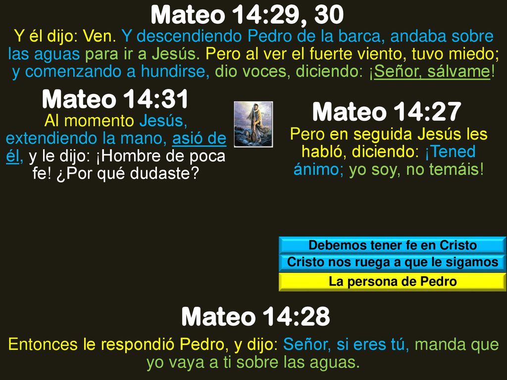 Debemos tener fe en Cristo Cristo nos ruega a que le sigamos