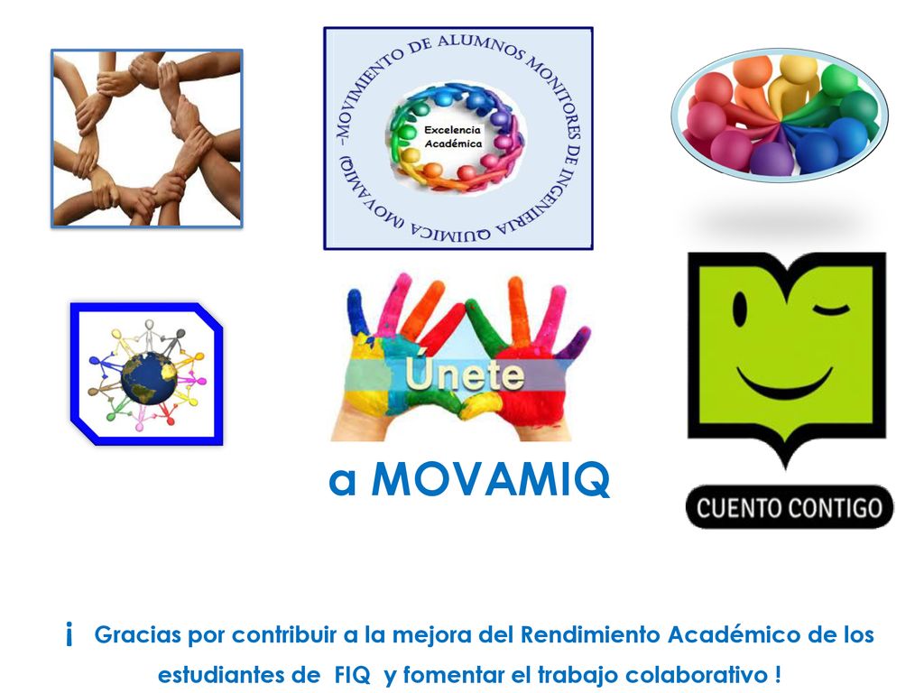 a MOVAMIQ ¡ Gracias por contribuir a la mejora del Rendimiento Académico de los estudiantes de FIQ y fomentar el trabajo colaborativo !