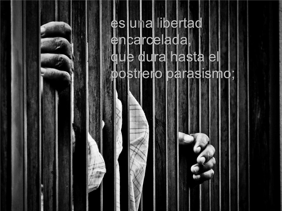 es una libertad encarcelada, que dura hasta el postrero parasismo;