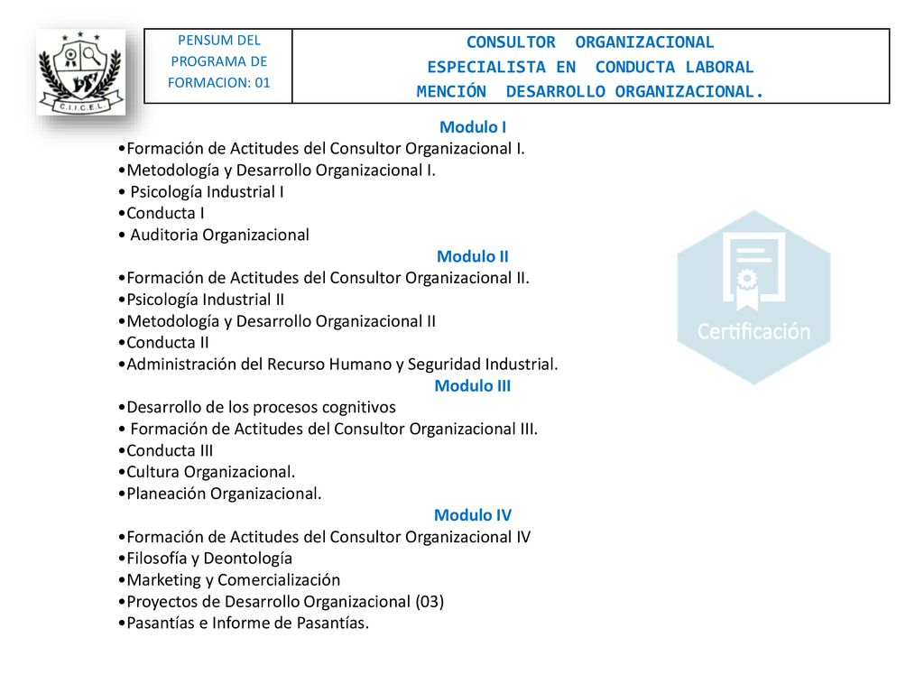 CONSULTOR ORGANIZACIONAL ESPECIALISTA EN CONDUCTA LABORAL