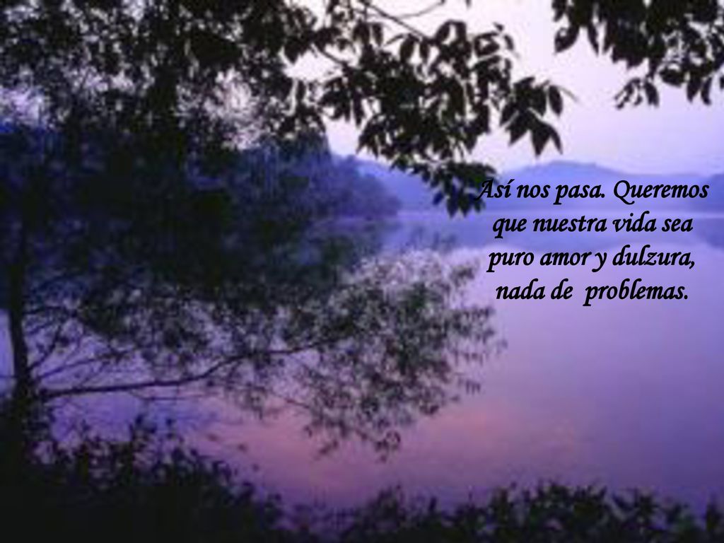 Así nos pasa. Queremos que nuestra vida sea puro amor y dulzura, nada de problemas.