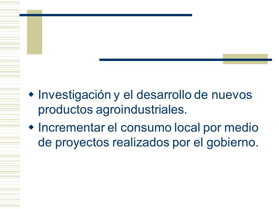 Investigación y el desarrollo de nuevos productos agroindustriales.