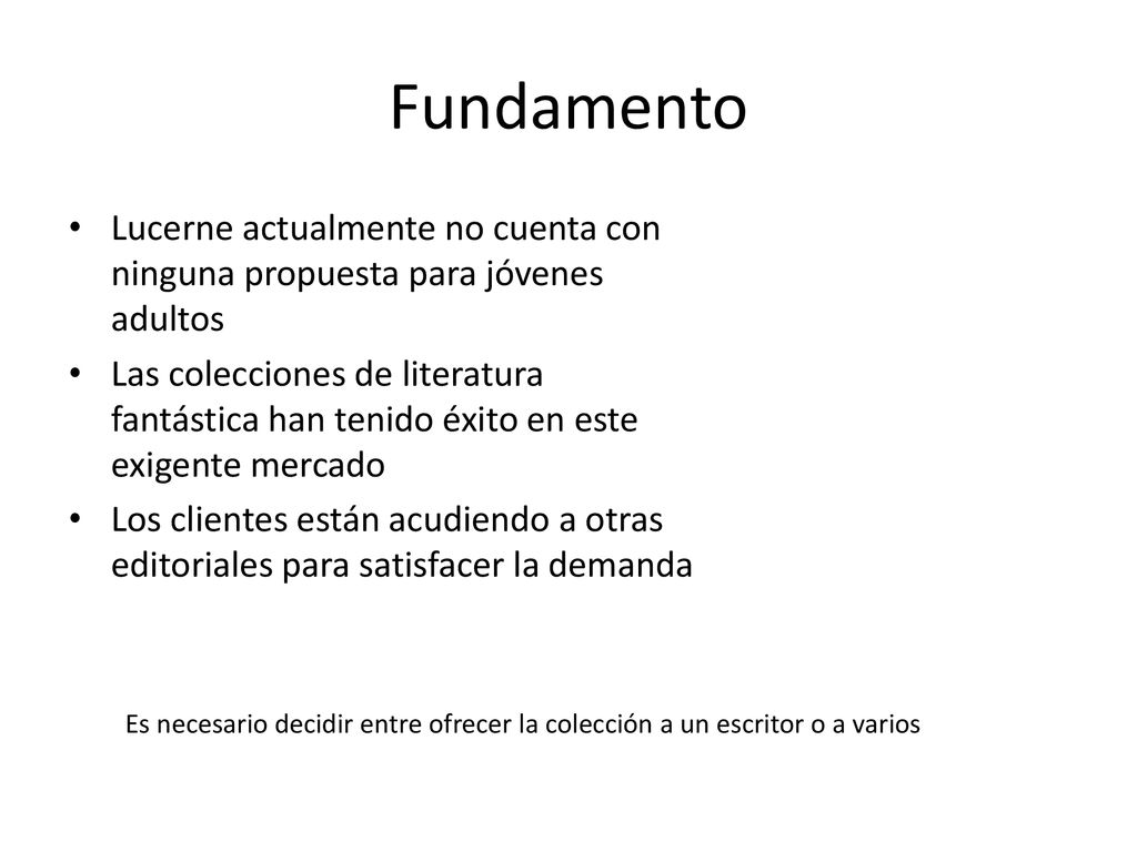 Fundamento Lucerne actualmente no cuenta con ninguna propuesta para jóvenes adultos.