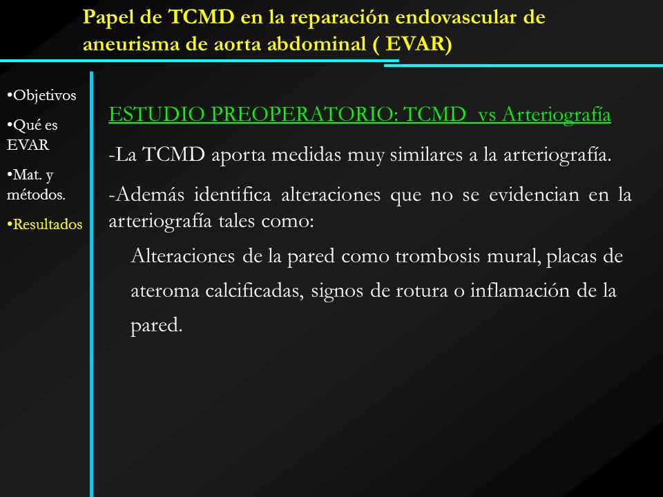 ESTUDIO PREOPERATORIO: TCMD vs Arteriografía