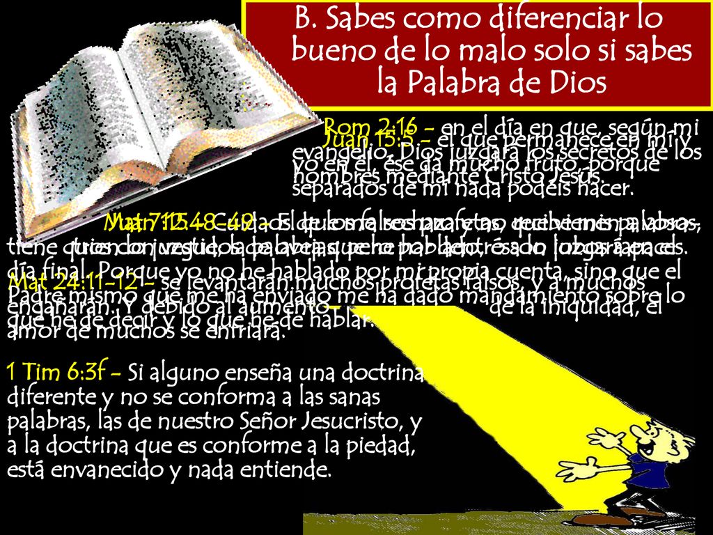 B. Sabes como diferenciar lo bueno de lo malo solo si sabes la Palabra de Dios