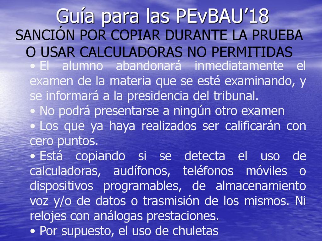 SANCIÓN POR COPIAR DURANTE LA PRUEBA O USAR CALCULADORAS NO PERMITIDAS
