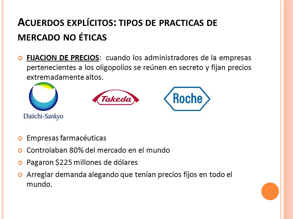 Acuerdos explícitos: tipos de practicas de mercado no éticas