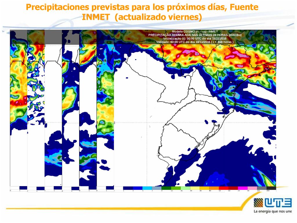 Precipitaciones previstas para los próximos días, Fuente INMET (actualizado viernes)