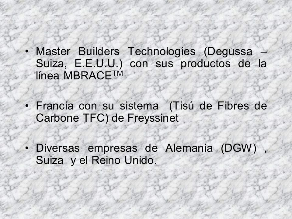 Master Builders Technologies (Degussa – Suiza, E. E. U. U