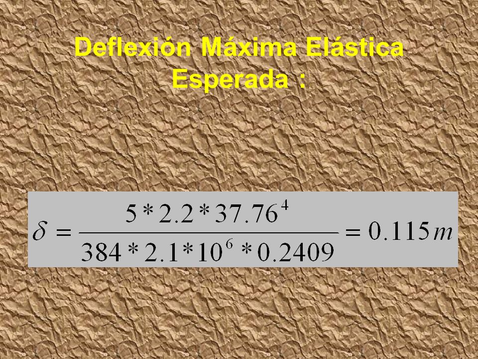 Deflexión Máxima Elástica Esperada :