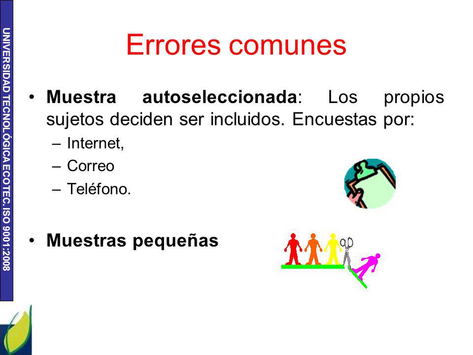 Errores comunes Muestra autoseleccionada: Los propios sujetos deciden ser incluidos. Encuestas por: