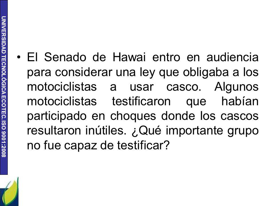 El Senado de Hawai entro en audiencia para considerar una ley que obligaba a los motociclistas a usar casco.