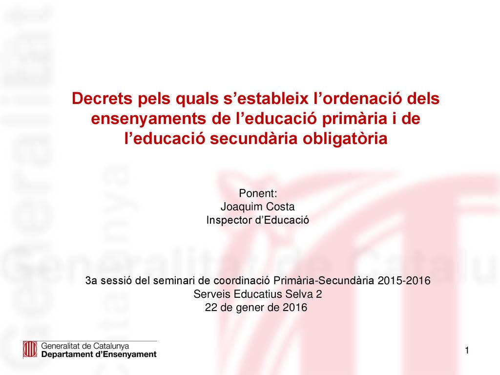 Decrets pels quals s’estableix l’ordenació dels ensenyaments de l’educació primària i de l’educació secundària obligatòria