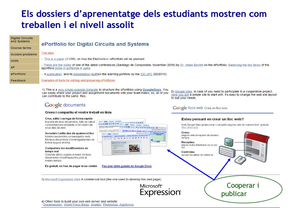 Els dossiers d’aprenentatge dels estudiants mostren com treballen i el nivell assolit