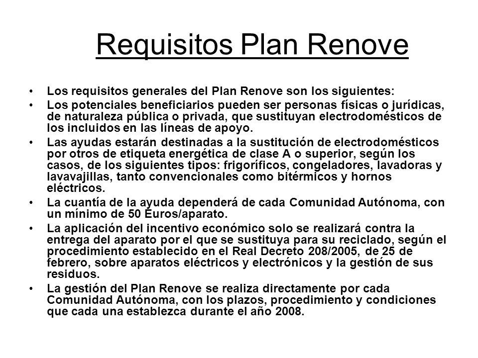 Requisitos Plan Renove