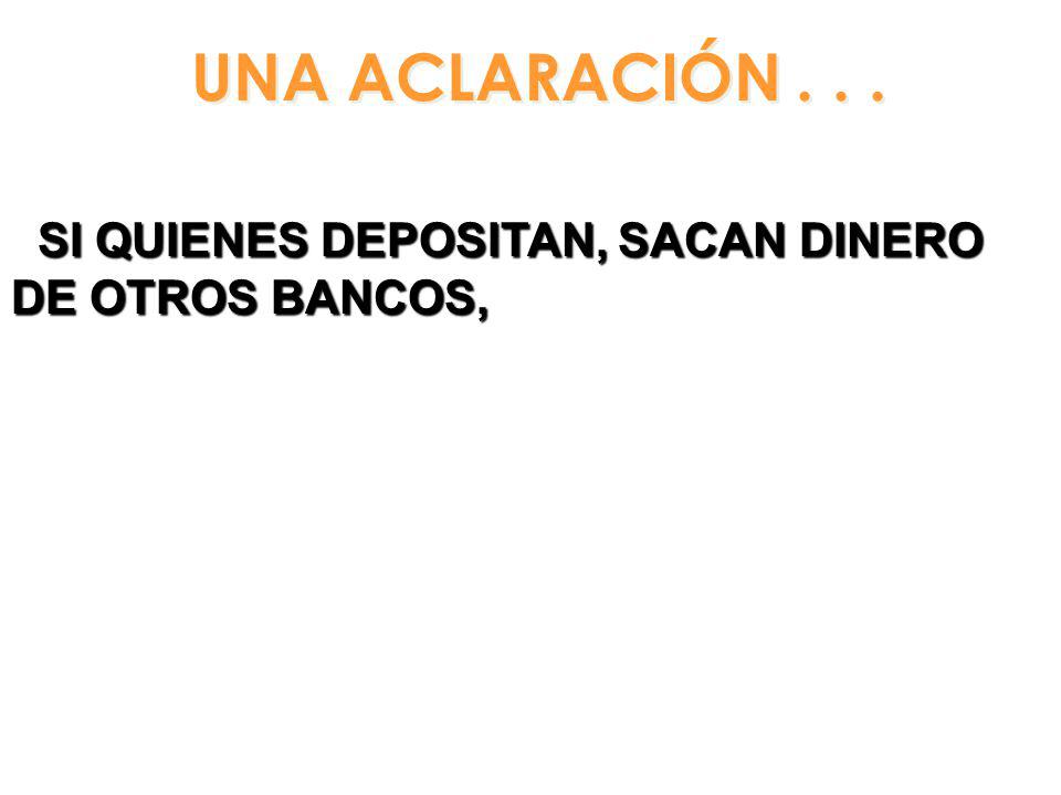 UNA ACLARACIÓN SI QUIENES DEPOSITAN, SACAN DINERO DE OTROS BANCOS,