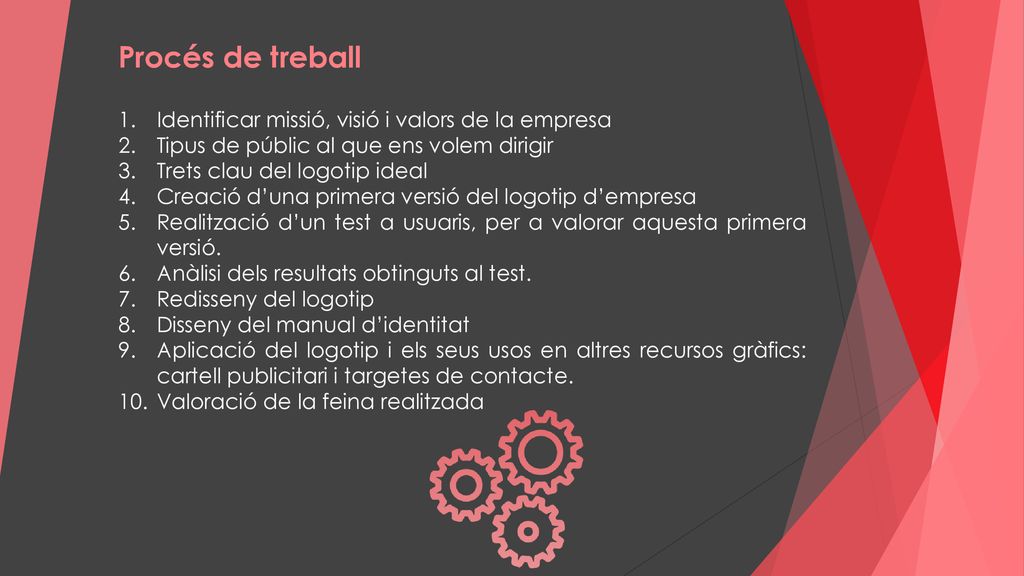 Procés de treball Identificar missió, visió i valors de la empresa