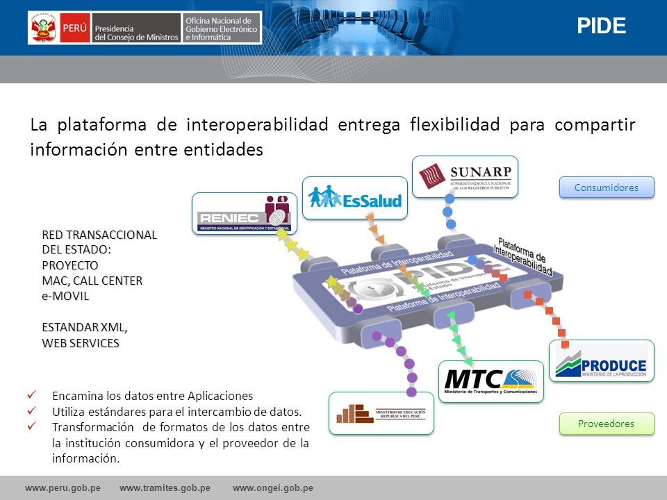 PIDE La plataforma de interoperabilidad entrega flexibilidad para compartir información entre entidades.