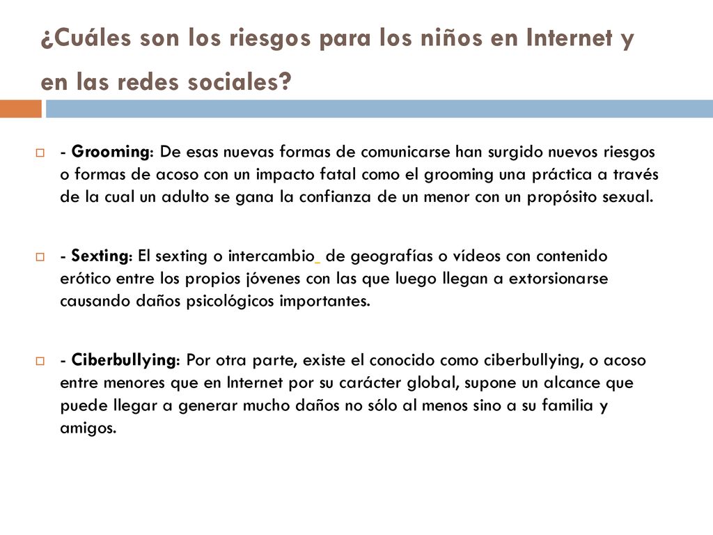 ¿Cuáles son los riesgos para los niños en Internet y en las redes sociales
