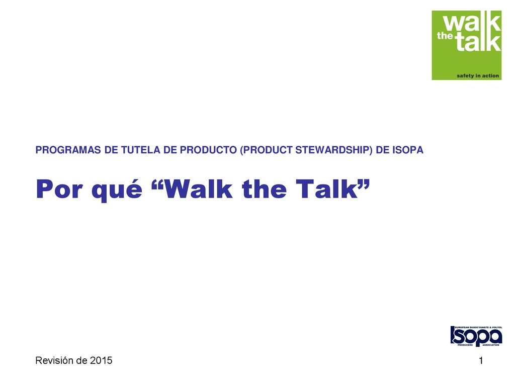 PROGRAMAS DE TUTELA DE PRODUCTO (PRODUCT STEWARDSHIP) DE ISOPA