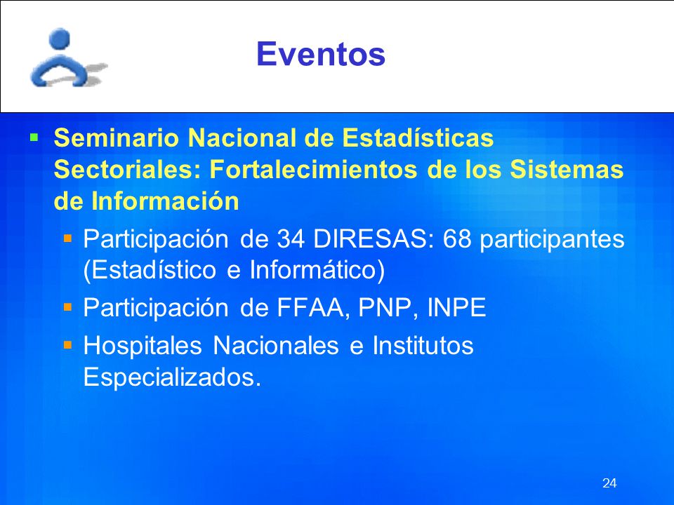 Eventos Seminario Nacional de Estadísticas Sectoriales: Fortalecimientos de los Sistemas de Información.