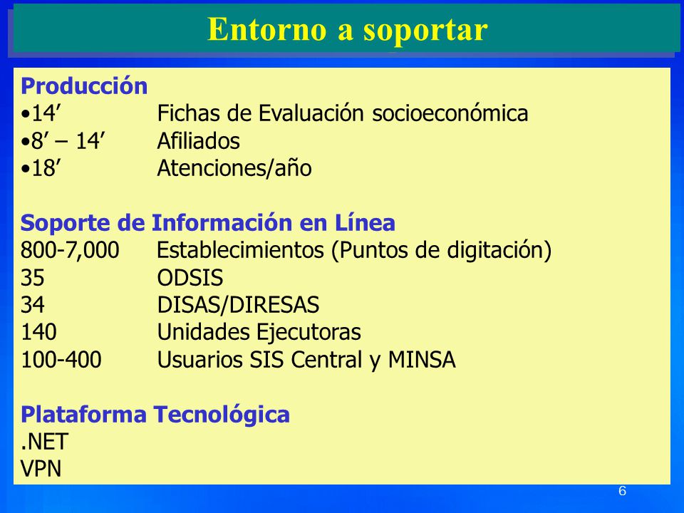 Entorno a soportar Producción 14’ Fichas de Evaluación socioeconómica