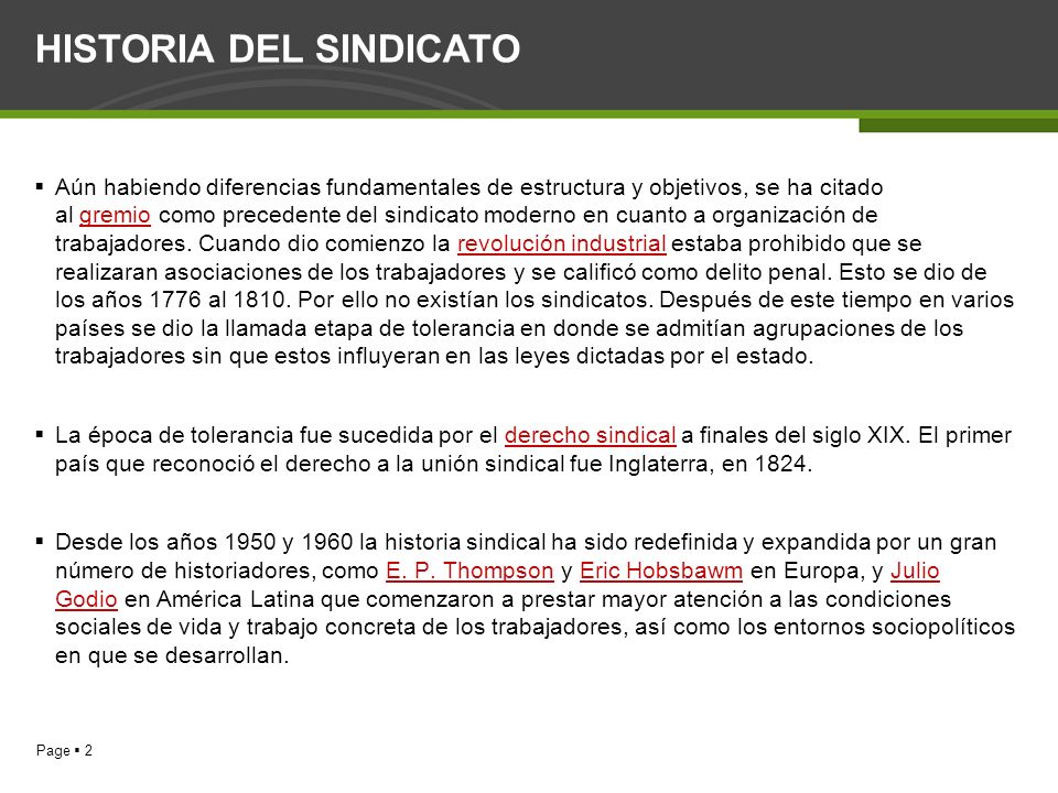 HISTORIA DEL SINDICATO