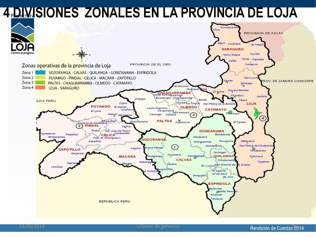 4 DIVISIONES ZONALES EN LA PROVINCIA DE LOJA