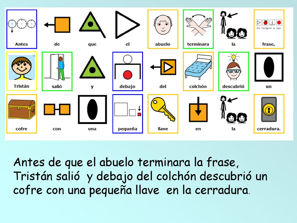 Antes de que el abuelo terminara la frase, Tristán salió y debajo del colchón descubrió un cofre con una pequeña llave en la cerradura.