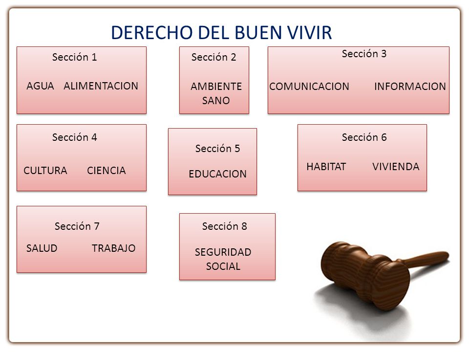 DERECHO DEL BUEN VIVIR Sección 3 Sección 1 Sección 2 AGUA ALIMENTACION