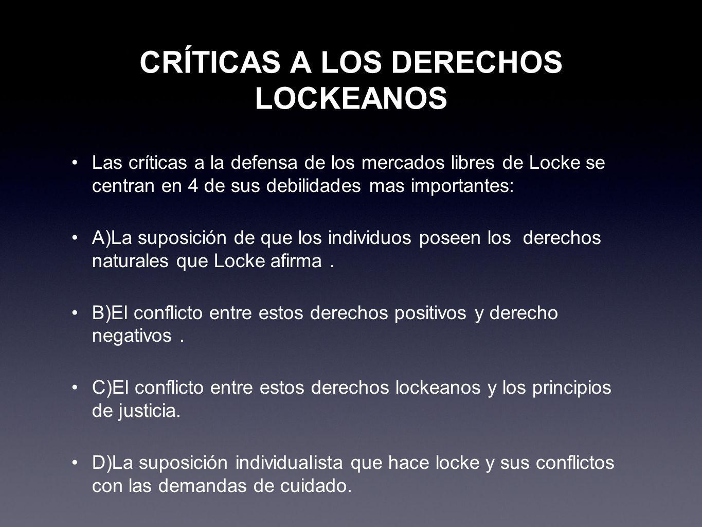 CRÍTICAS A LOS DERECHOS LOCKEANOS