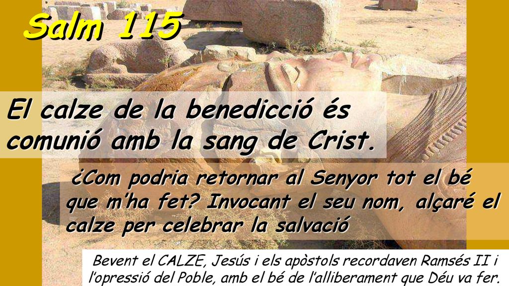 Salm 115 El calze de la benedicció és comunió amb la sang de Crist.