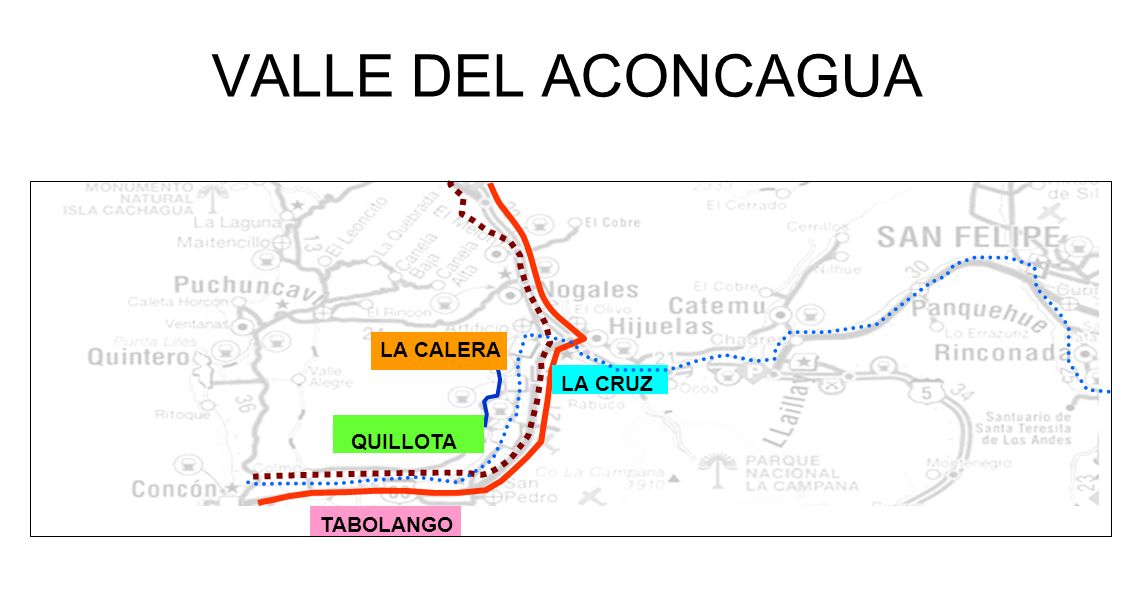 VALLE DEL ACONCAGUA LA CALERA LA CALERA LA CRUZ QUILLOTA TABOLANGO