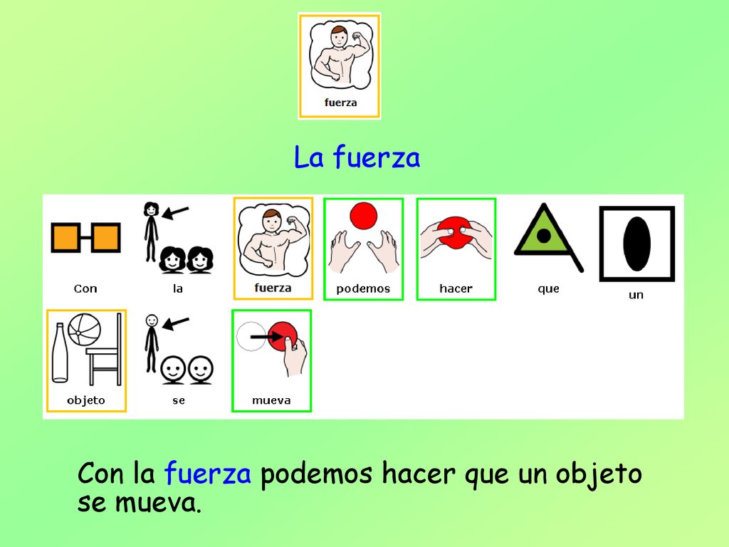 La fuerza Con la fuerza podemos hacer que un objeto se mueva.