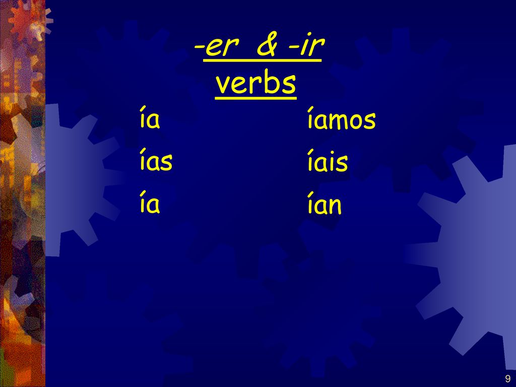 -er & -ir verbs ía ías íamos íais ían 9 9