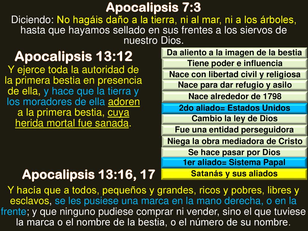 Apocalipsis 13:12 Apocalipsis 7:3 Apocalipsis 13:16, 17