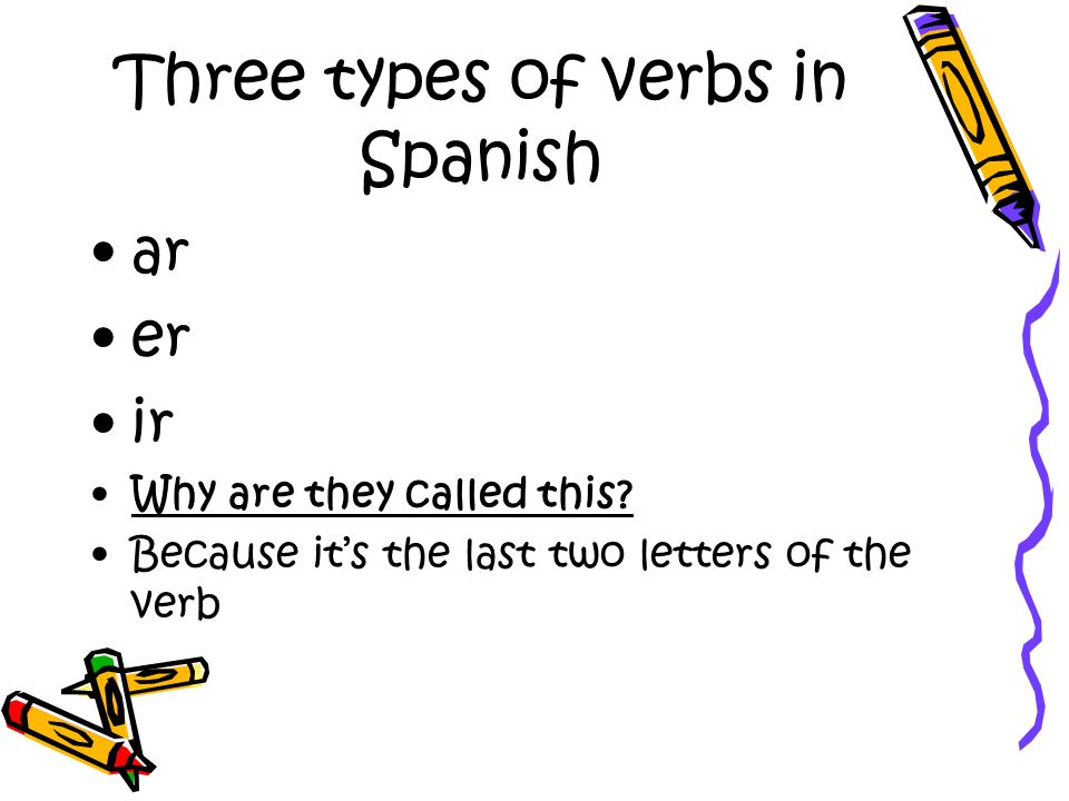 Three types of verbs in Spanish
