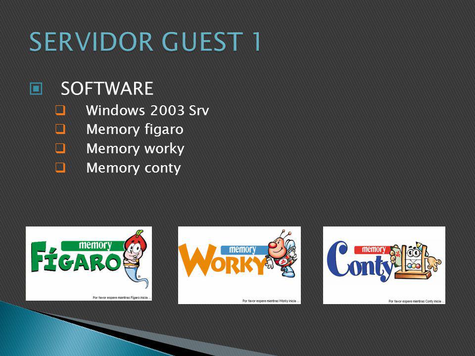 SERVIDOR GUEST 1 SOFTWARE Windows 2003 Srv Memory figaro Memory worky