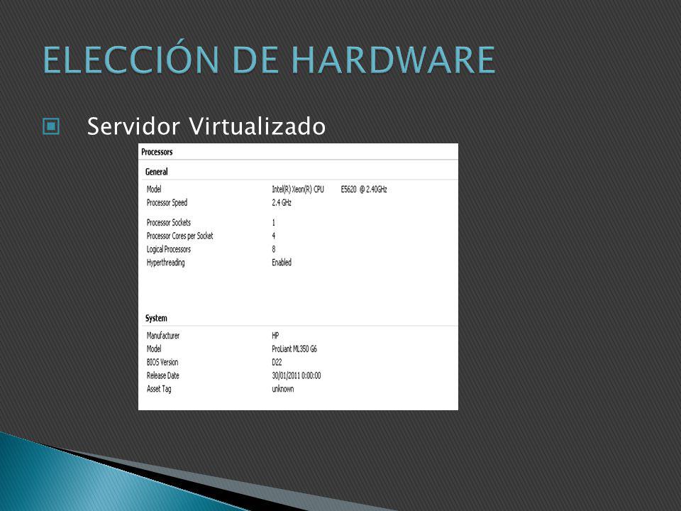 ELECCIÓN DE HARDWARE Servidor Virtualizado