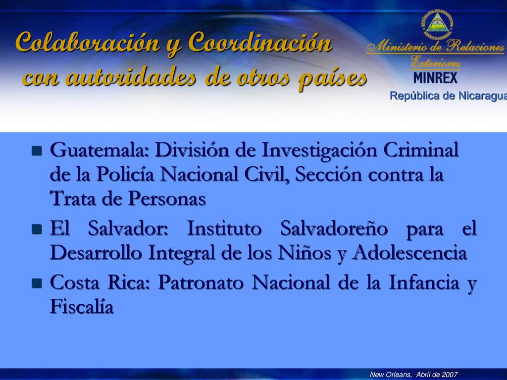 Colaboración y Coordinación con autoridades de otros países