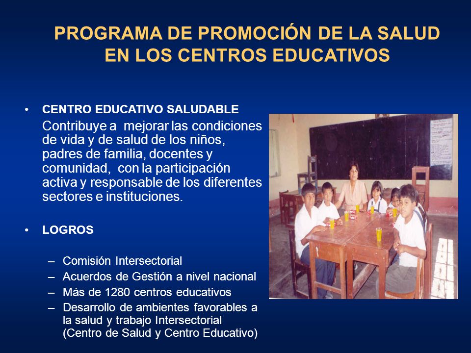 PROGRAMA DE PROMOCIÓN DE LA SALUD EN LOS CENTROS EDUCATIVOS