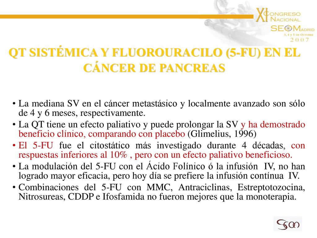 QT SISTÉMICA Y FLUOROURACILO (5-FU) EN EL CÁNCER DE PANCREAS