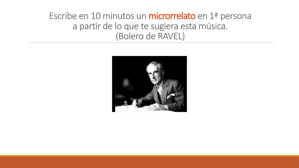 Escribe en 10 minutos un microrrelato en 1ª persona a partir de lo que te sugiera esta música.