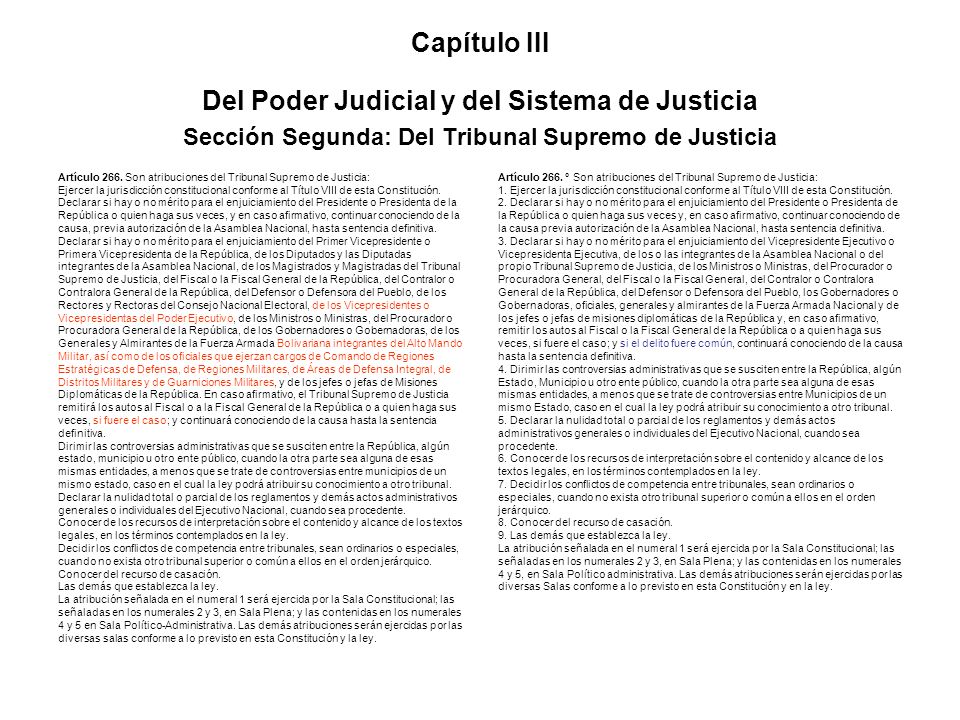 Capítulo III Del Poder Judicial y del Sistema de Justicia Sección Segunda: Del Tribunal Supremo de Justicia