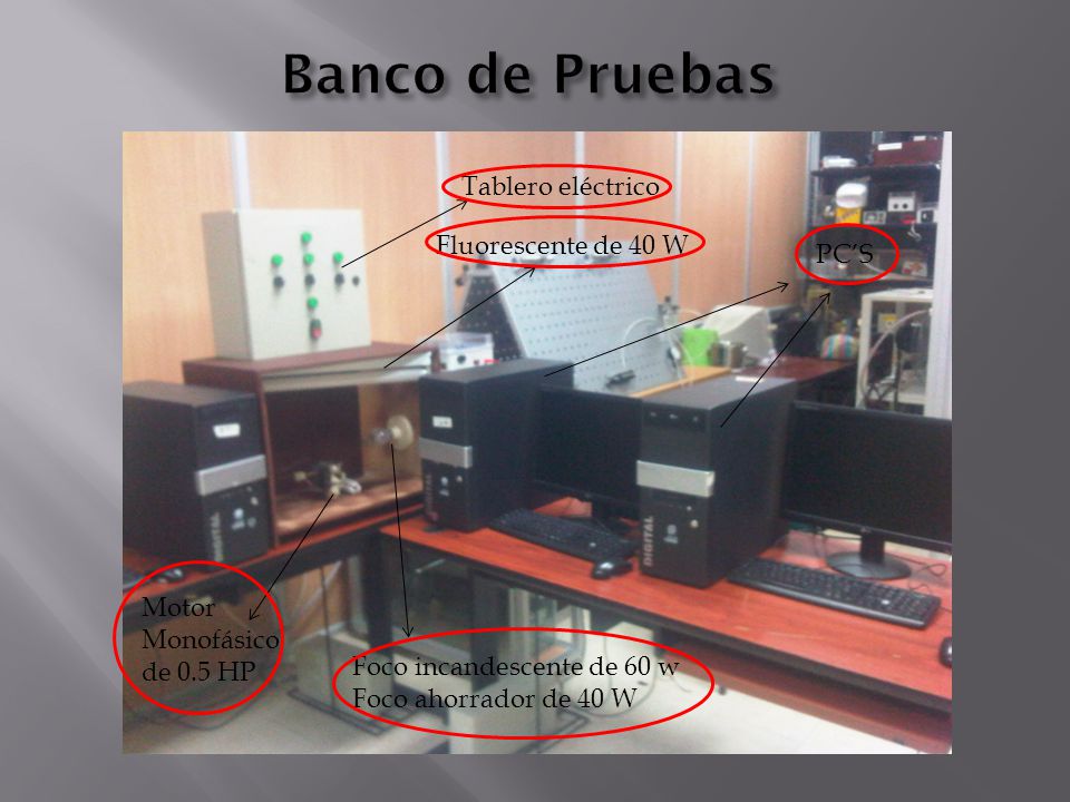 Banco de Pruebas Tablero eléctrico Fluorescente de 40 W PC’S