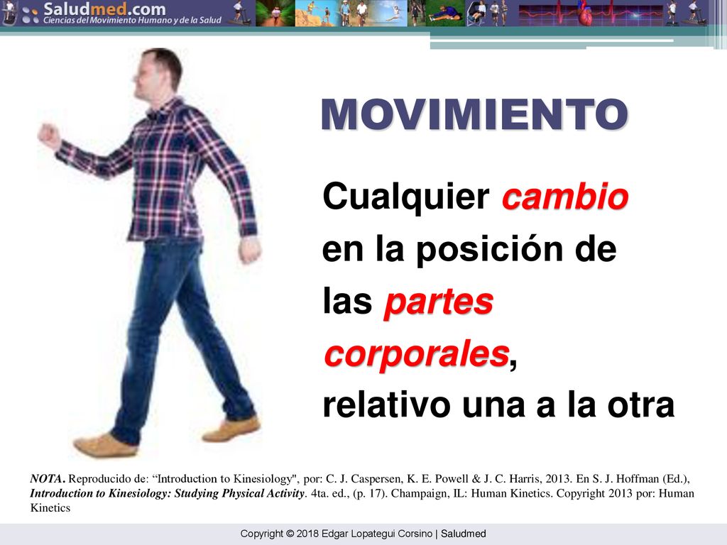 MOVIMIENTO Cualquier cambio en la posición de las partes corporales,