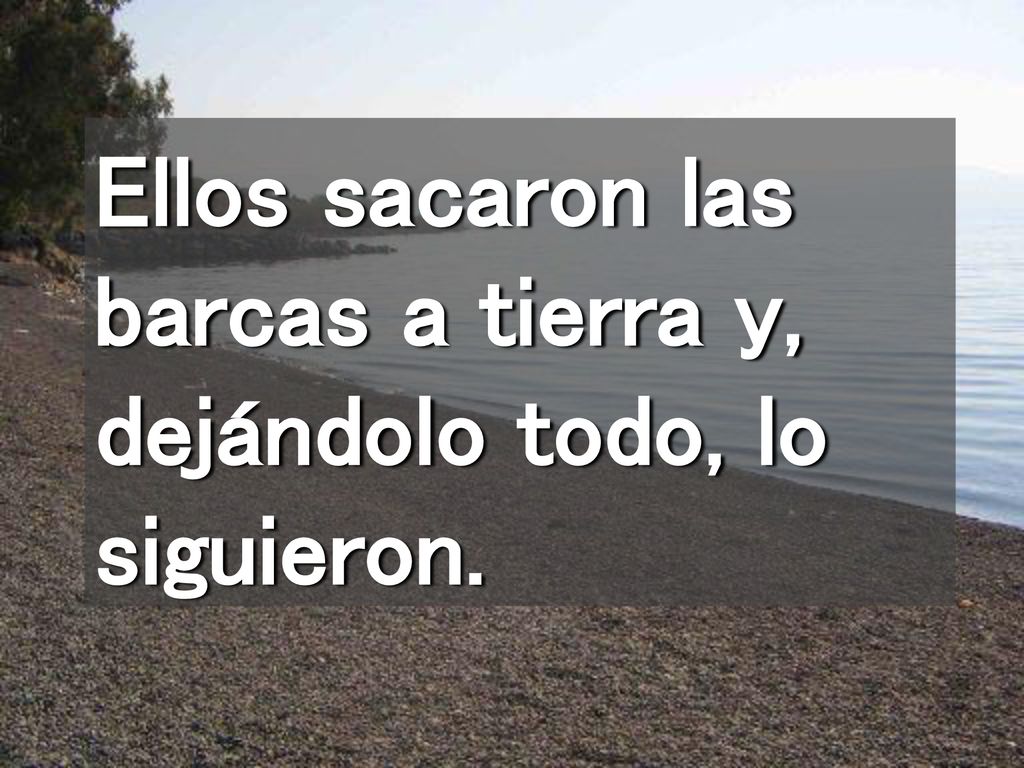 Ellos sacaron las barcas a tierra y, dejándolo todo, lo siguieron.