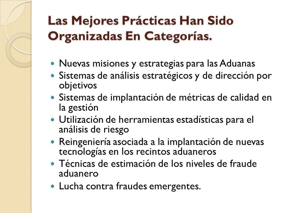 Las Mejores Prácticas Han Sido Organizadas En Categorías.